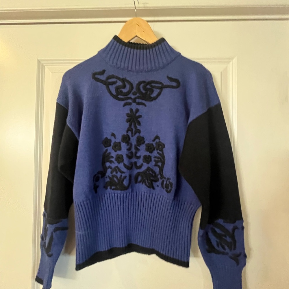 Nils Vintage Sweater blue and black ski small wool